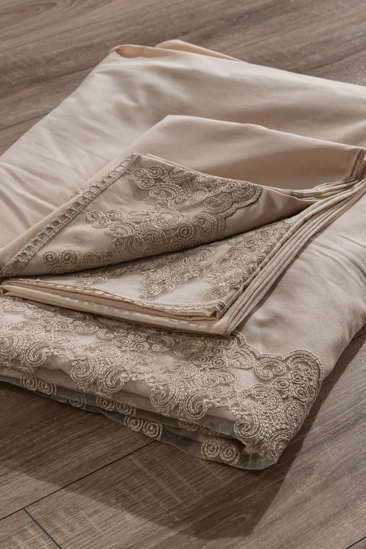 Çeyiz Diyarı  French Lace Legend Dowry Bettbezug-Set, Cappucino