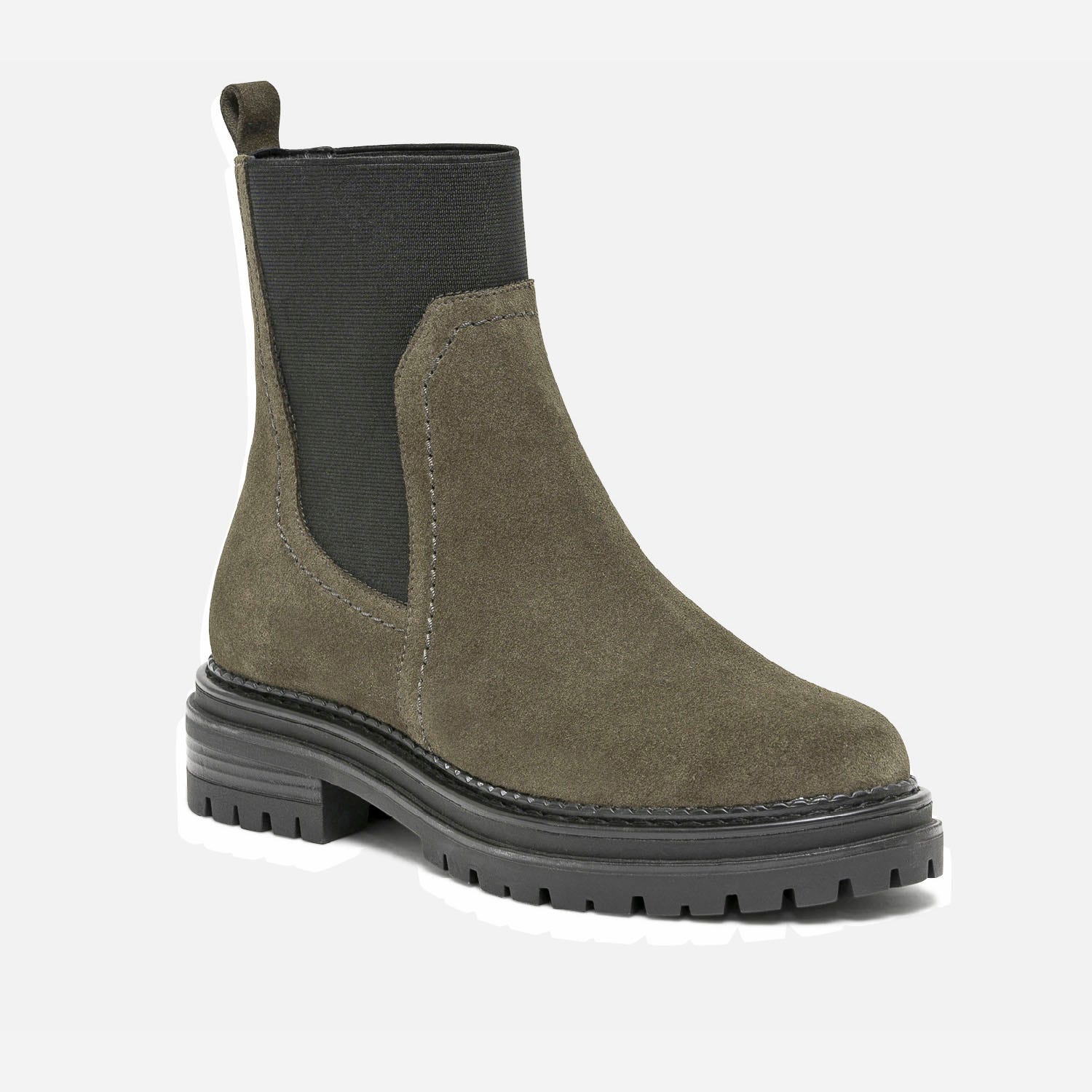 Chelsea boots TEXTO kaki éco-conçu en cuir velours