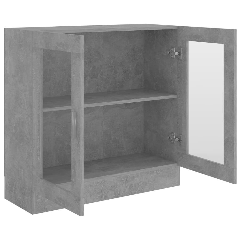 vidaXL Bücherregal Vitrinenschrank Betongrau 82,5x30,5x80 cm Holzwerkstoff, 1-tlg.