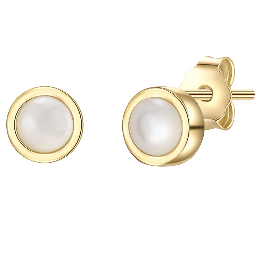 Glanzstücke München Puces d'oreilles en argent Argent sterling Nacre en Or jaune Boucles d'oreilles