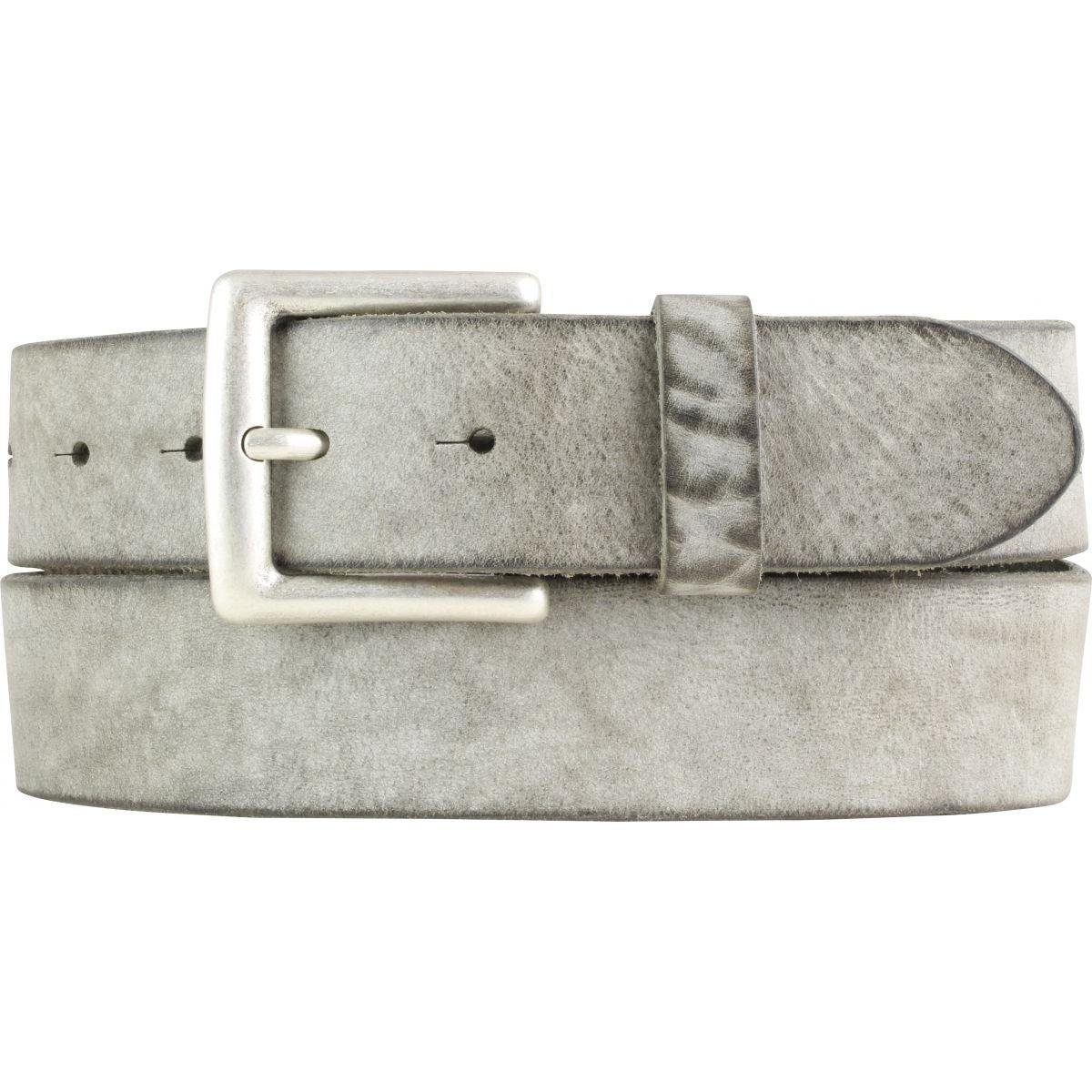 BELTINGER Ledergürtel Gürtel aus weichem Vollrindleder Used-Look 4 cm - Ledergürtel für Herr weiches Leder, Gürtelschnalle in Altsilber, Vintage