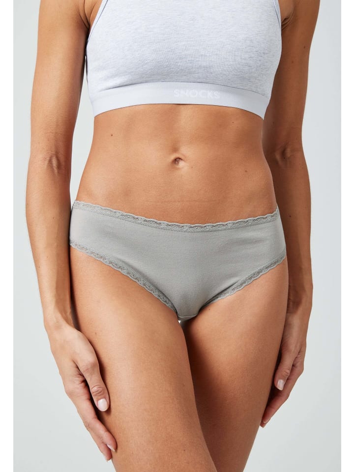 SNOCKS Brazilian Slips mit Spitze aus Bio-Baumwolle 3 Stück in Mix (Apricot/Grün/Schwarz) günstig kaufen