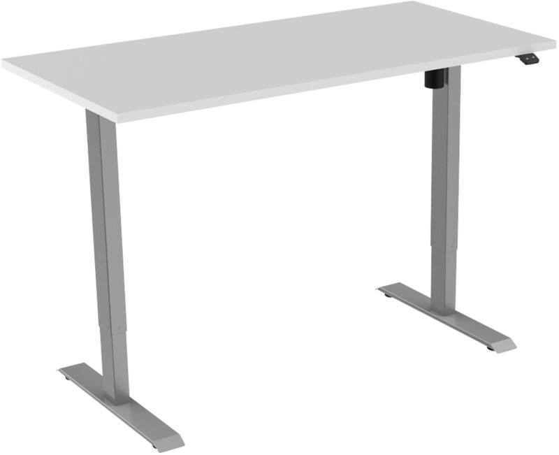 euroseats White Rechteckig Elektrisch Höhenverstellbar Sitz-Stehschreibtisch Holz, Metall Grau 1.400 x 800 x 750 - 1.235 mm