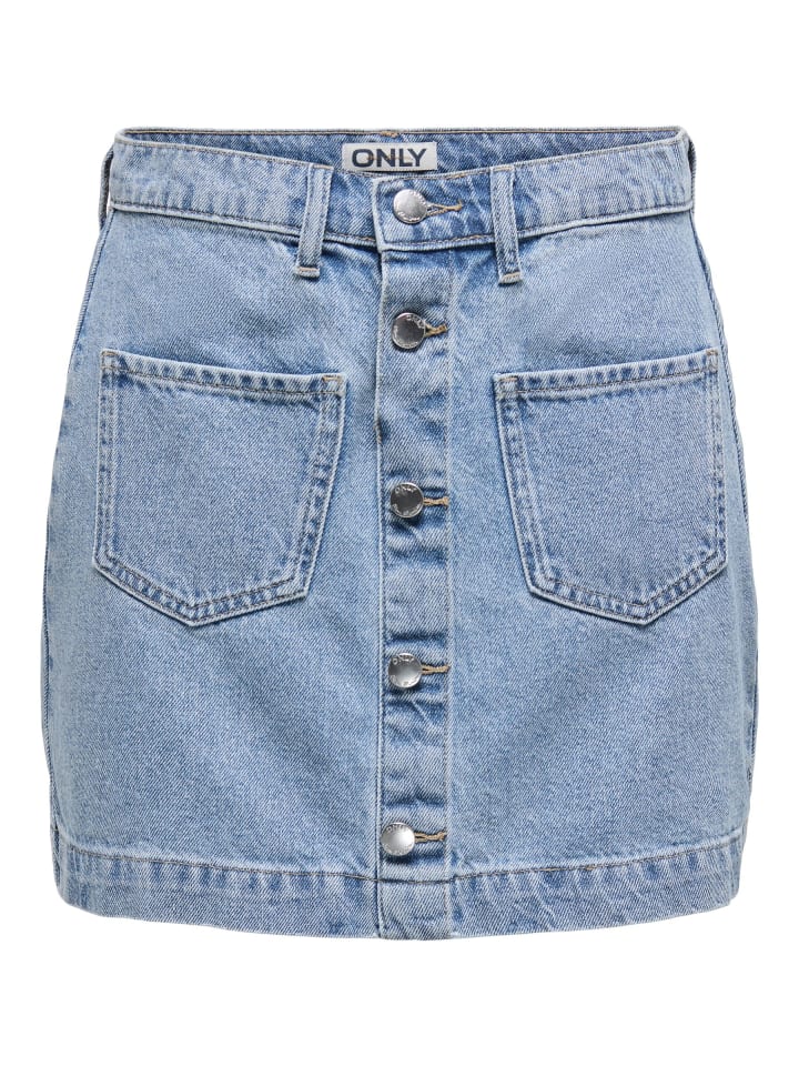 ONLY Jeans-Minirock mit Knopfleiste und Taschen in Hellblau günstig kaufen