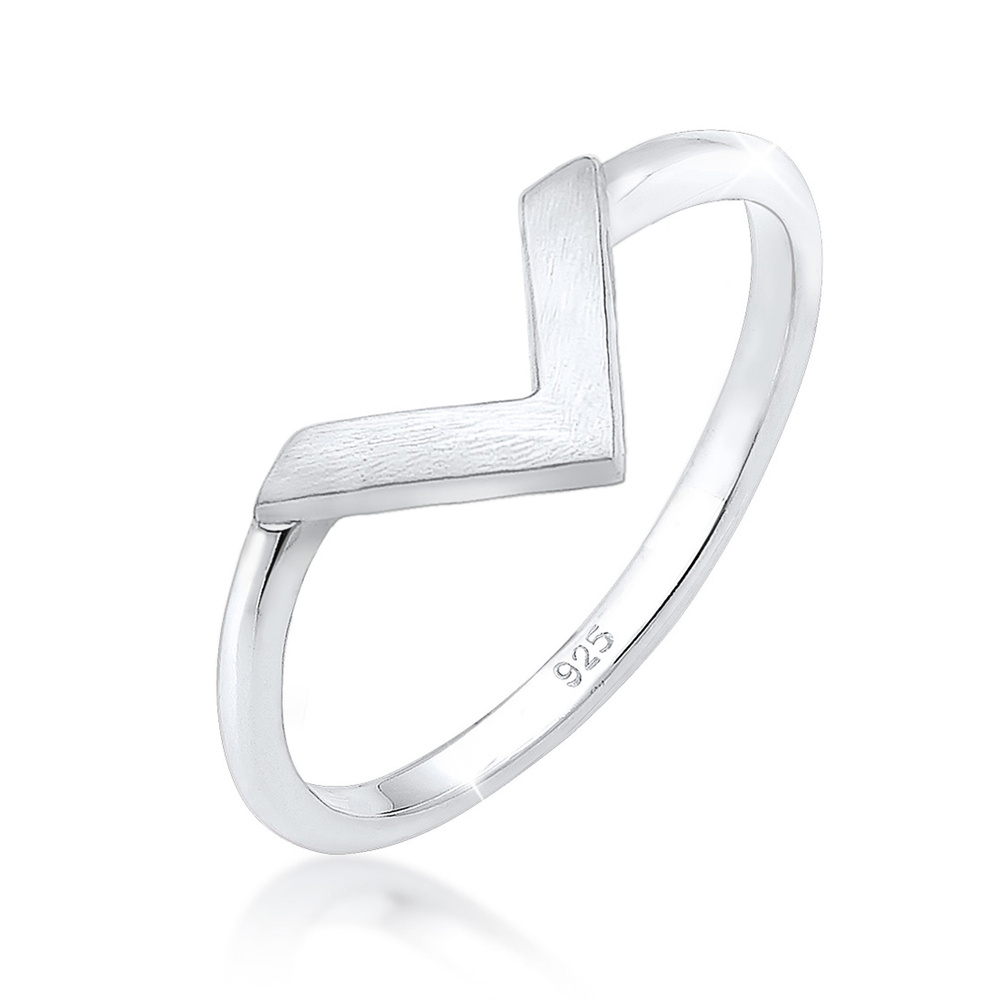Elli Elli Bague Femme en V Façonnent la Tendance de Base en Argent Sterling 925 Bague