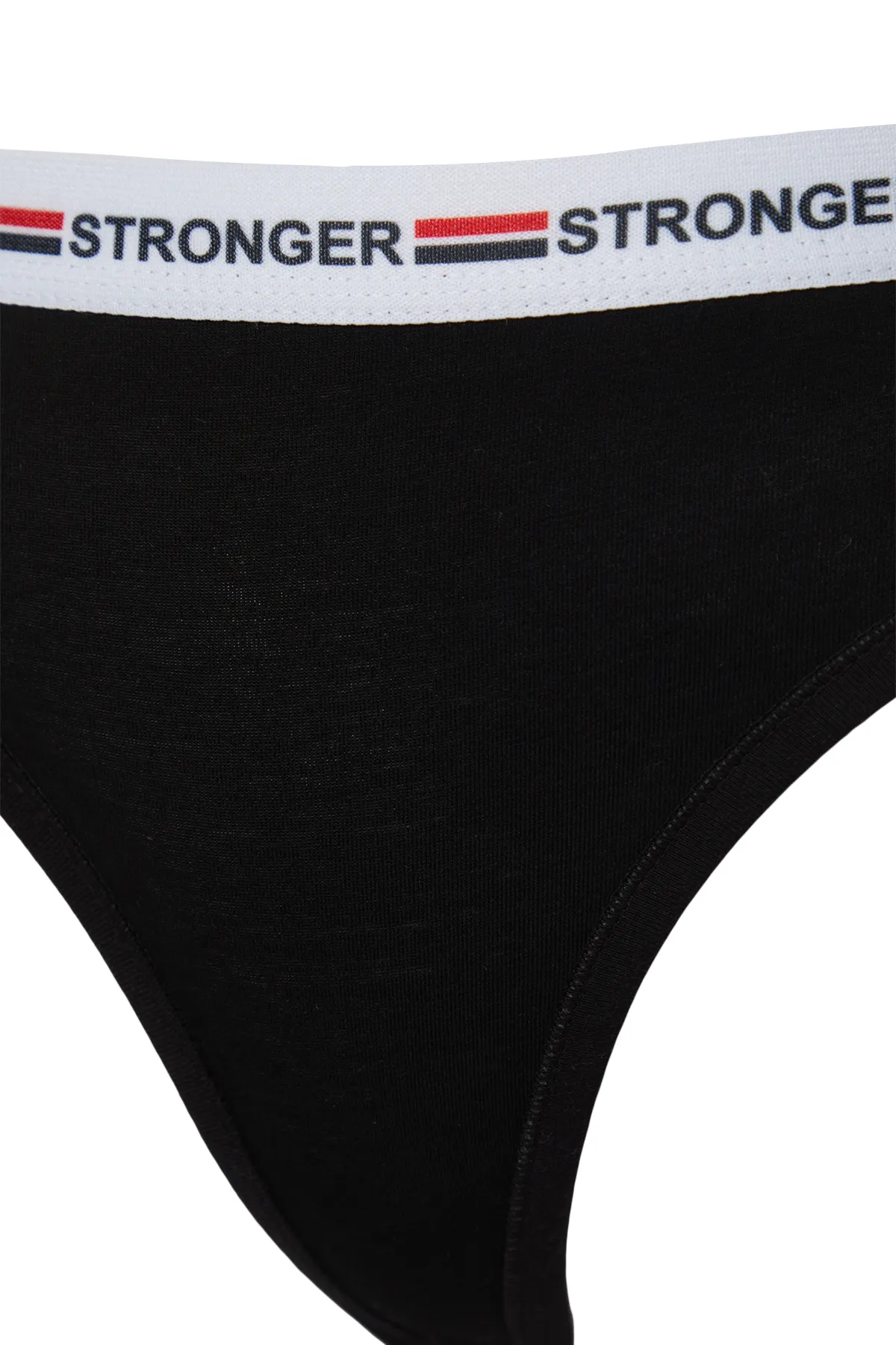 Trendyol Collection  Schwarz-Mehrfarbiges 3er-Pack Baumwollgummi-Tanga-Strickhöschen mit detaillierten Details THMSS24KU00006