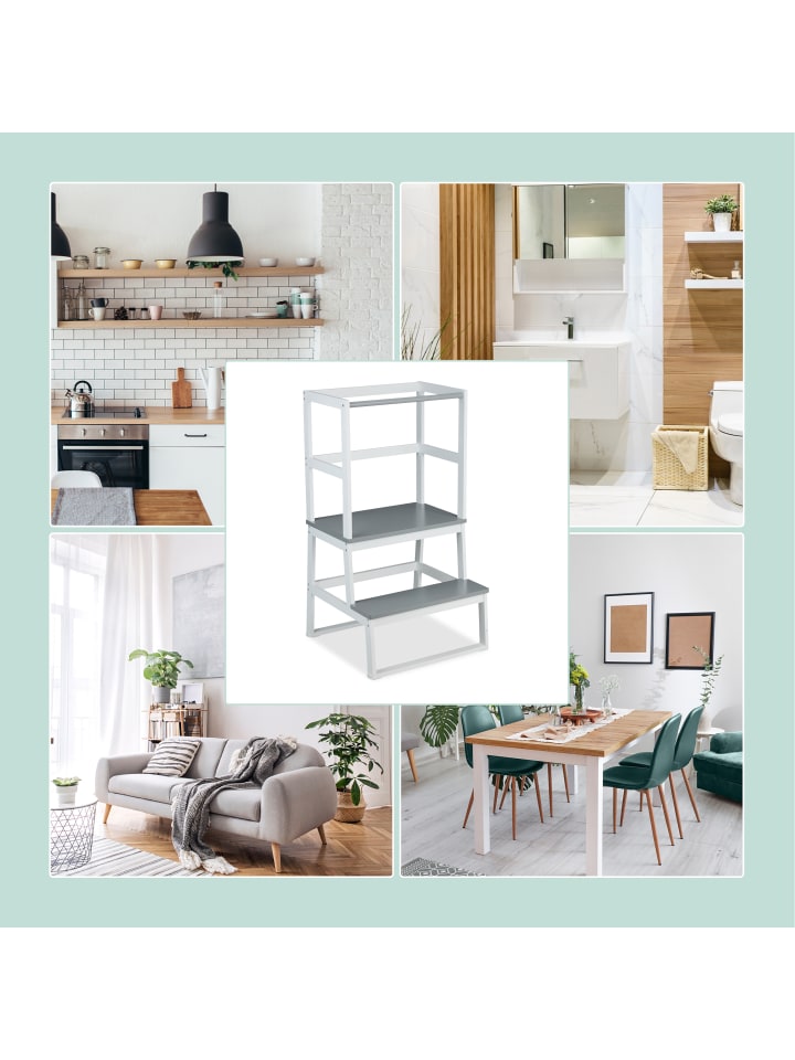 relaxdays Lernturm in Weiß/Grau - (B)50 x (H)93 x (T)48,5 cm günstig kaufen onesize