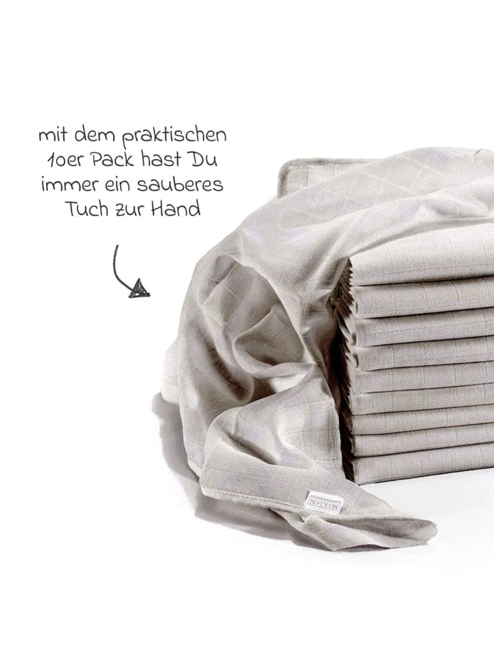 Makian Mullwindel / Mulltuch 10er Pack 80 x 80 cm - Grau in grau günstig kaufen onesize