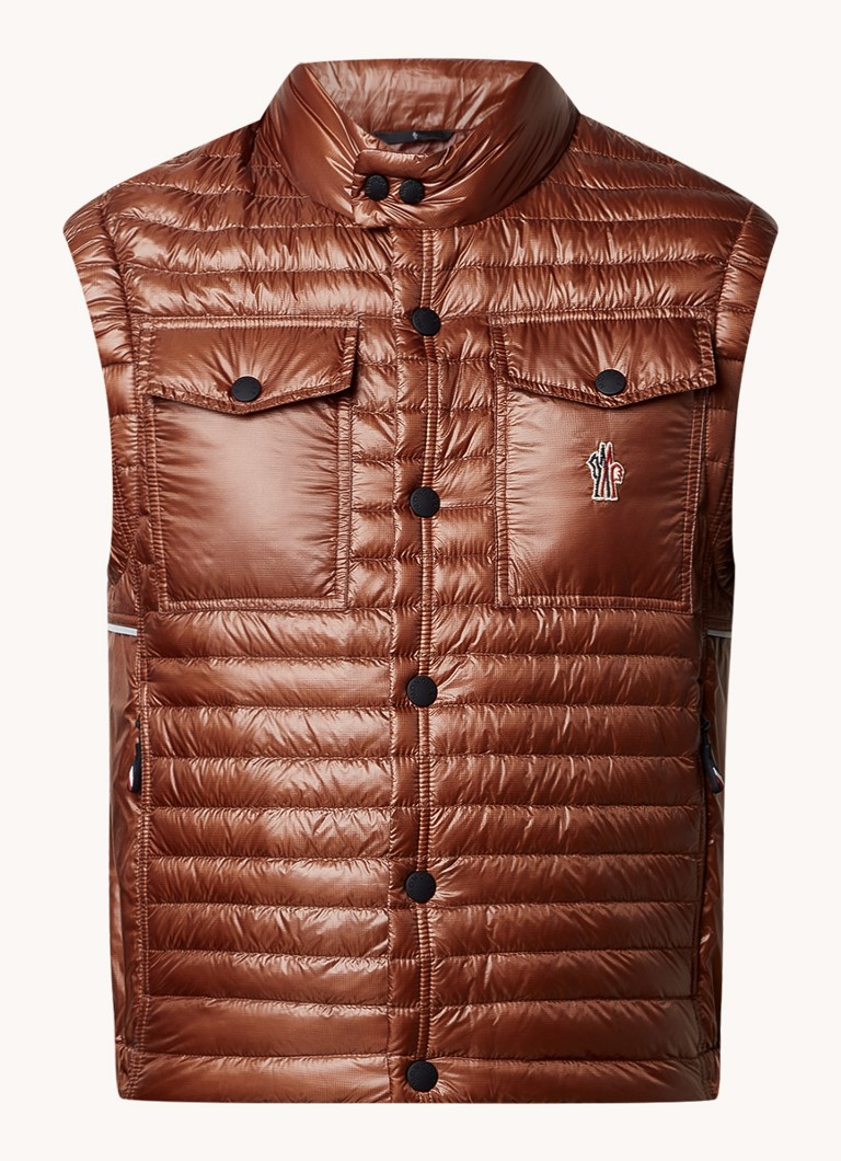 Moncler Ollon prošiveni prsluk s perjem i logotipom