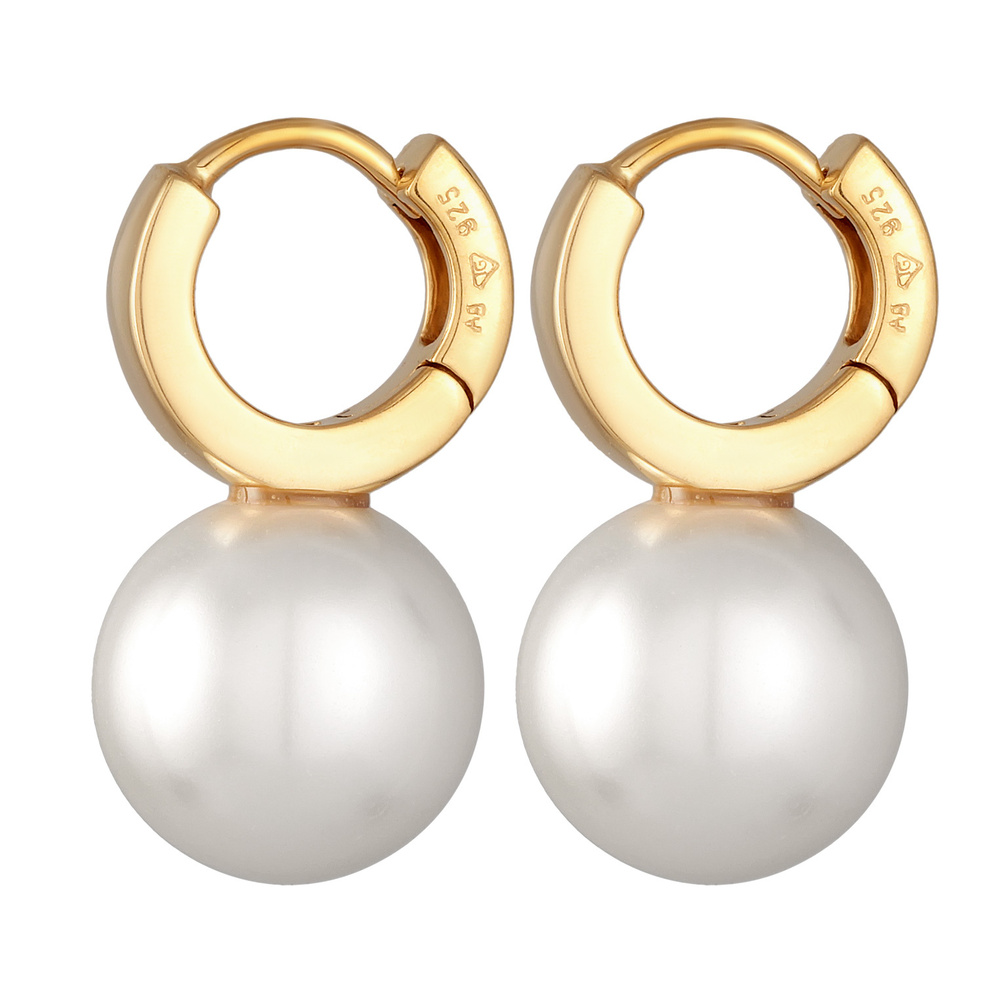 Elli Elli Boucles d'Oreilles Femmes Créoles Élégant avec perle de verre en argent ster Boucles d'oreilles