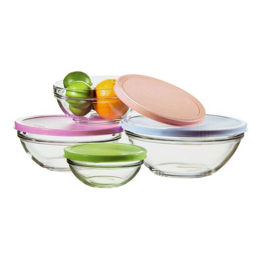 Set mit 4 Glassalatschüsseln