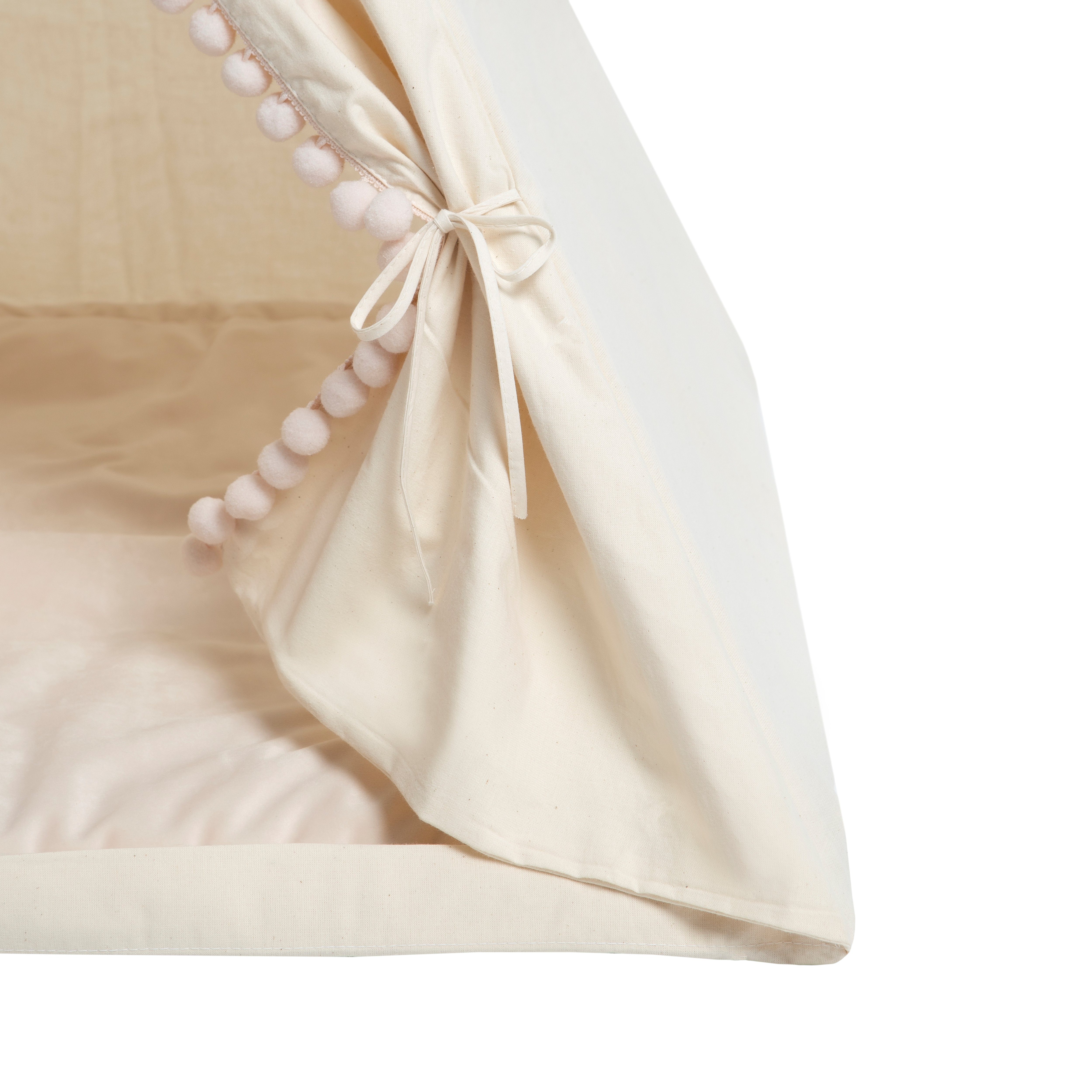 Rainbow Kids Tipi-Zelt Tipi für Hunde und Katzen / Haustierzelt Beiger Pompon, (2 tlg), vier Holzstangen zu je 110 cm Länge