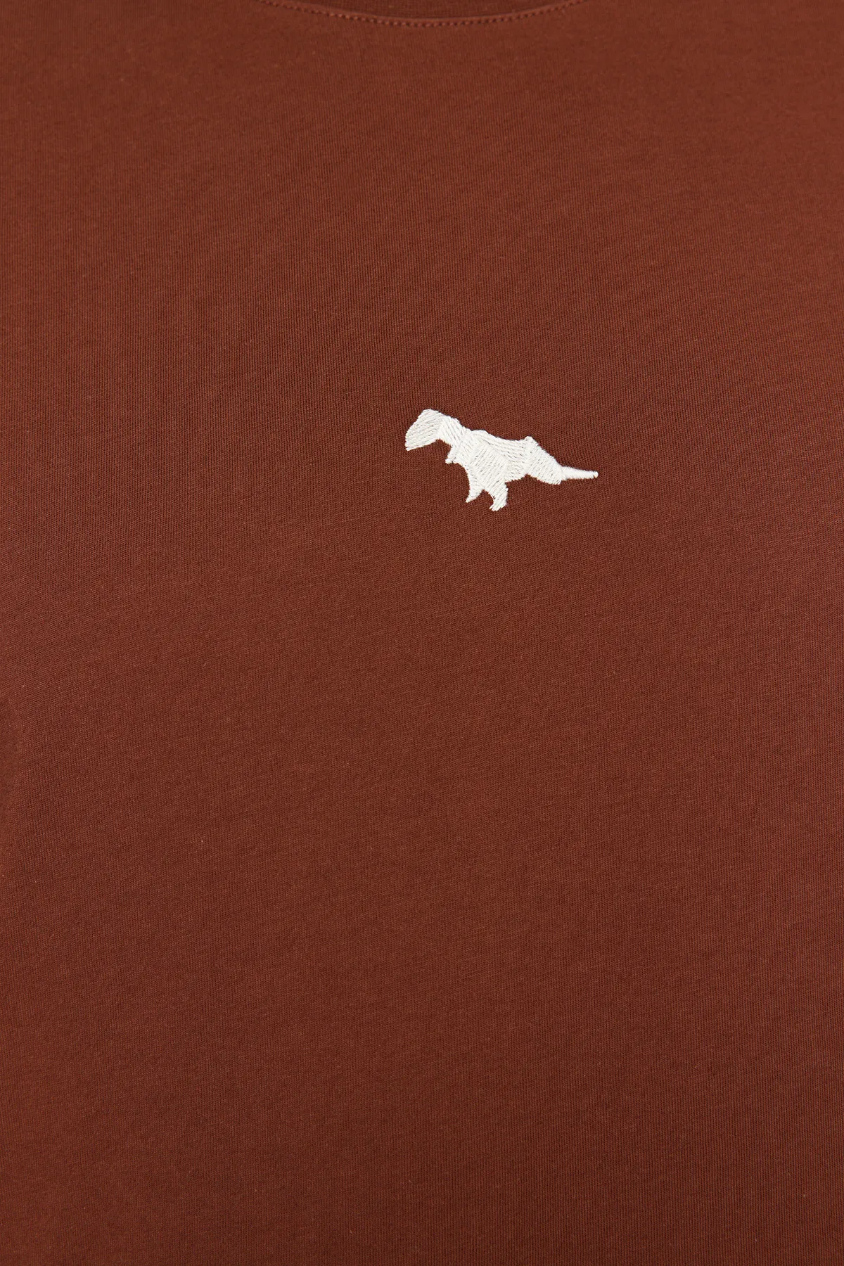 Trendyol Collection  Braunes, übergroßes/weit geschnittenes, mit Dinosauriern besticktes T-Shirt aus 100 % Baumwolle TMNSS23TS00243 TMNSS23TS00243