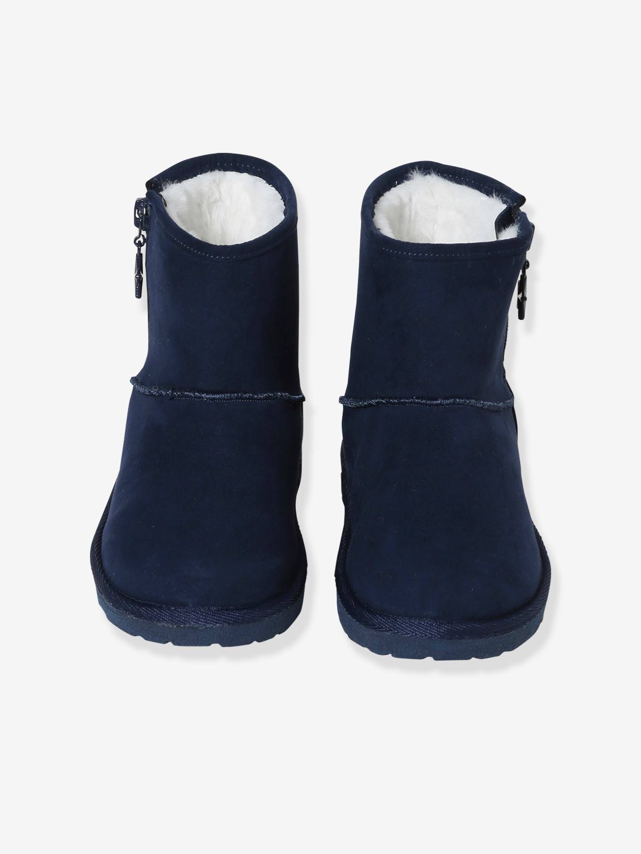 Mi-bottes fourrées fille bleu marine