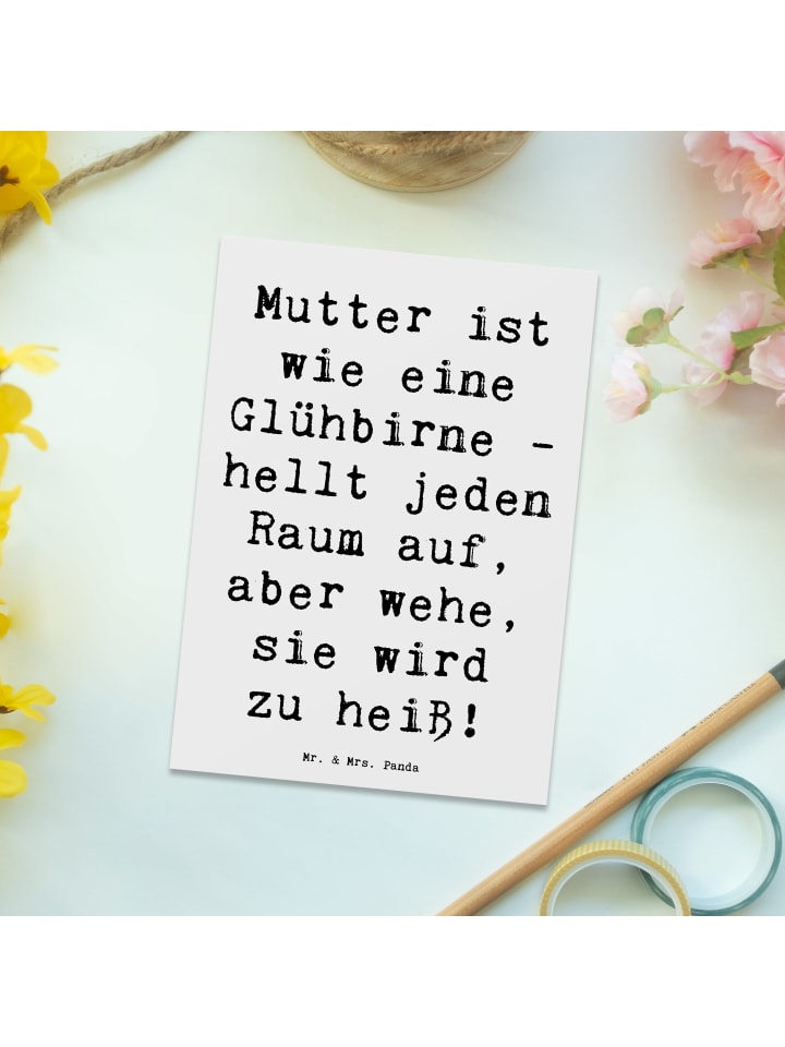 Mr. & Mrs. Panda Postkarte Mutter Glühbirne mit Spruch in Weiß günstig kaufen onesize
