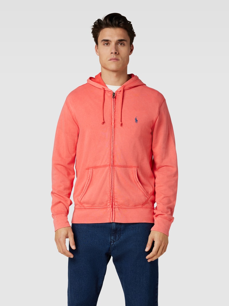 Sweatjacke mit Label-Stitching in rot