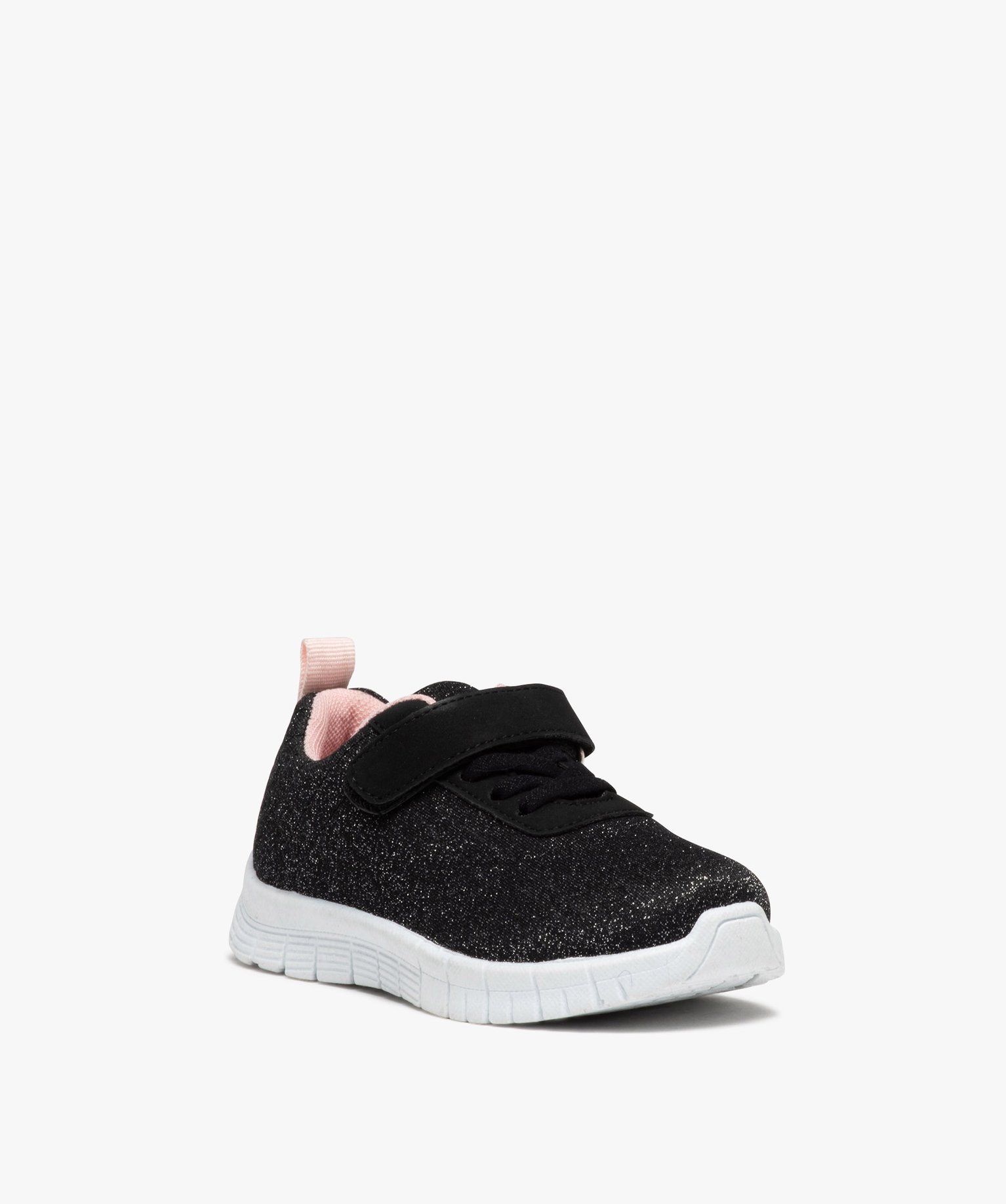 Baskets fille en toile pailletée avec scratch noir | GEMO