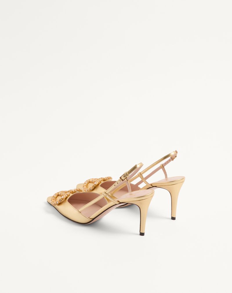 Bomba Slingback VLogo Signature em napa laminada de 80 mm