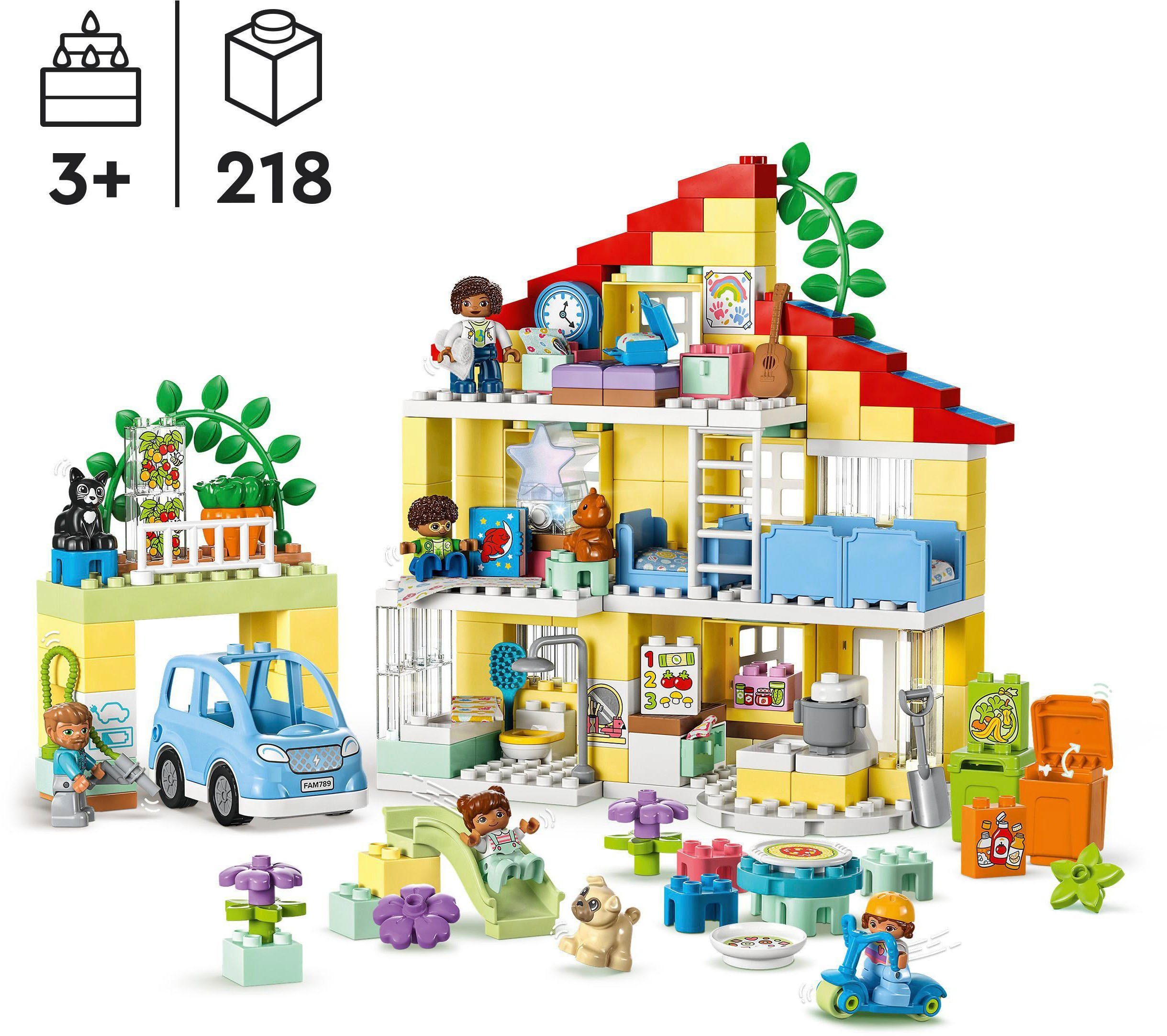 LEGO® Konstruktionsspielsteine 3-in-1-Familienhaus (10994), LEGO® DUPLO, (218 St), Made in Europe