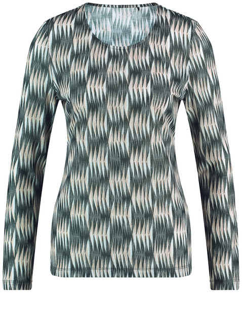 Gemustertes Langarmshirt mit Ausbrenner-Qualität