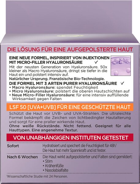 L'Oréal Paris Revitalift Filler [+Hyaluronsäure] Intensiv Aufpolsternde Anti-Age Tagescreme LSF 50 Gesichtscreme