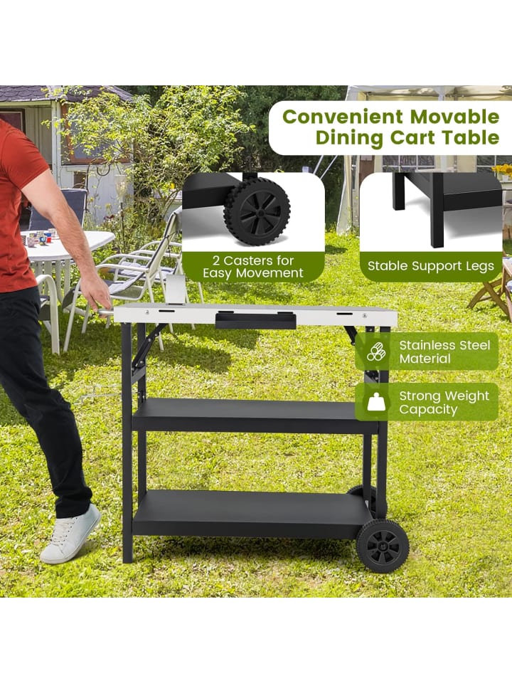 COSTWAY Grillwagen 3 Ablagen in Schwarz günstig kaufen onesize