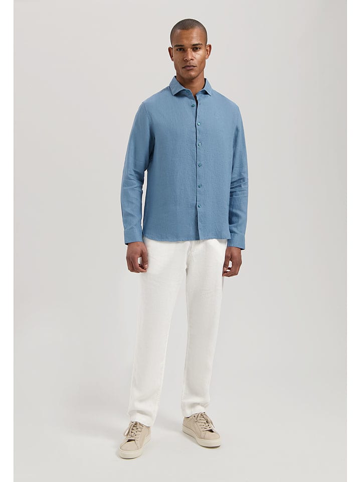 DSTREZZED Leinen-Hemd in Blau günstig kaufen