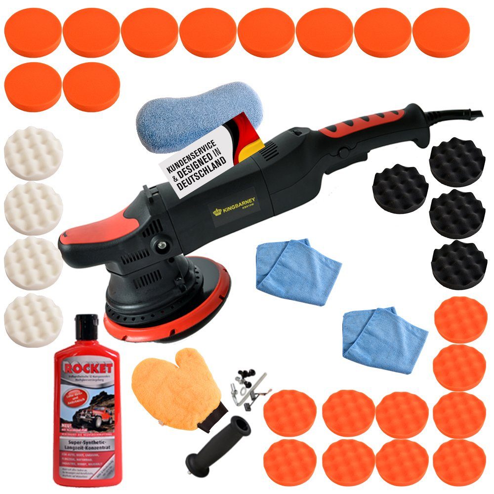 PROMAFIT Exzenter Poliermaschine Rotationspoliermaschine Polierer 810W 21mm Hub (XXL), 1650 min. U/min, 4800 max. U/min, Ø 150,00 mm, (Set, XXL), ohne Akku und Ladegerät, Poliermaschine für Rechts- und Linkshänder