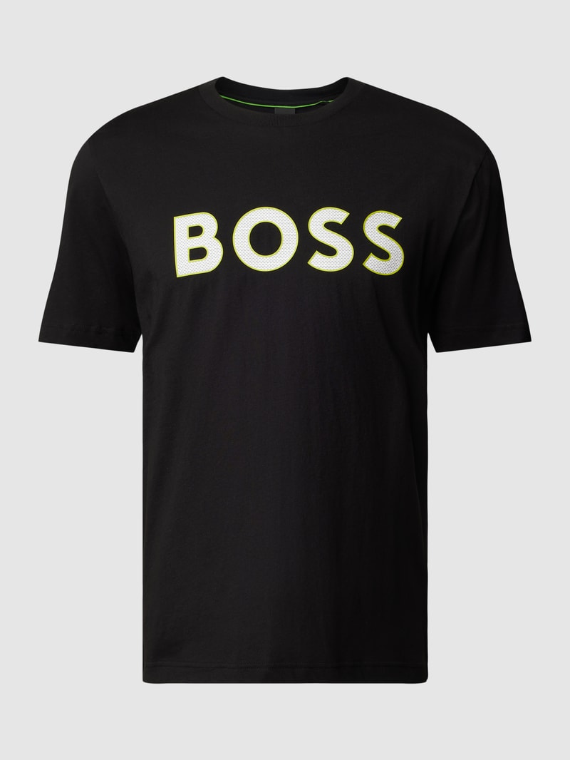 T-Shirt mit Label-Print Modell 'Tee' in schwarz