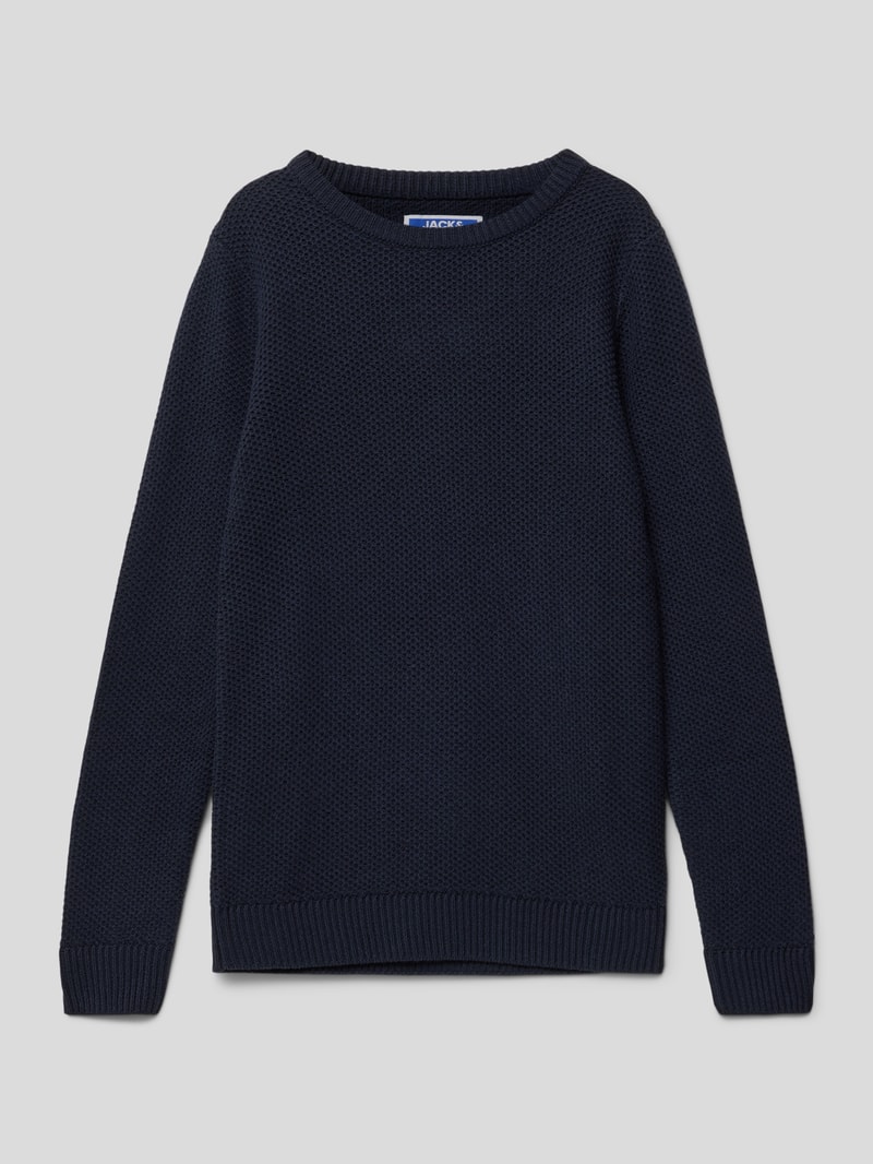 Strickpullover mit Strukturmuster Modell 'JORBRODY' in marineblau