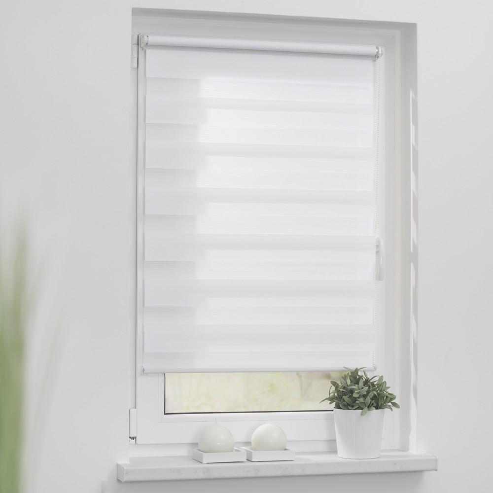 Lichtblick Duo-Rollo Haftfix, ohne Bohren, blickdicht Weiß, 45 cm x 150 cm (B x L)