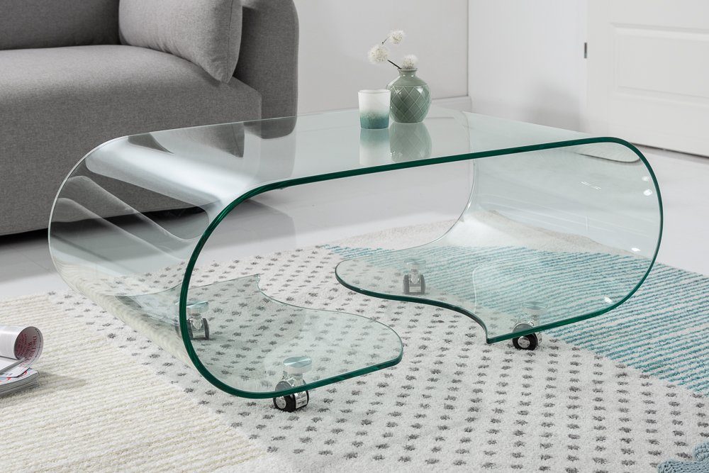 riess-ambiente Couchtisch FANTOME 90cm transparent, Wohnzimmer · Glas · rund · auf Rollen · Modern Design