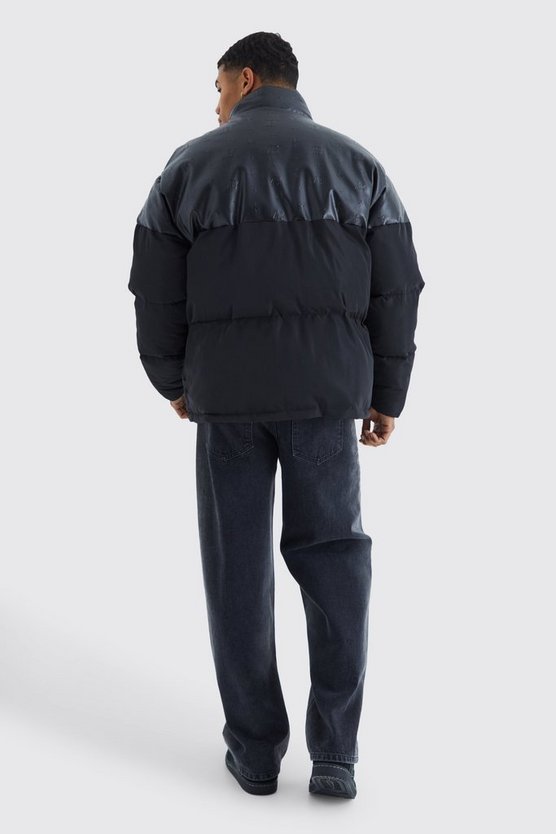 Oversize PU & Nylon Steppjacke