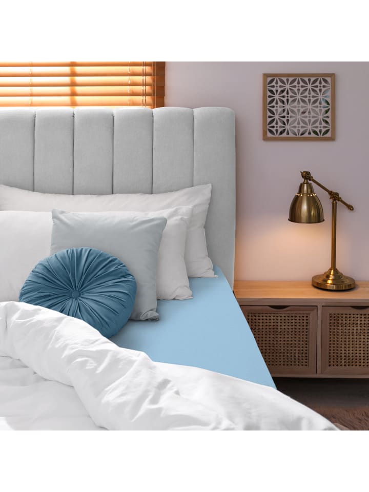 GMD Living Jersey Premium Spannbettlaken JANNEBY in Farbe Hellblau günstig kaufen