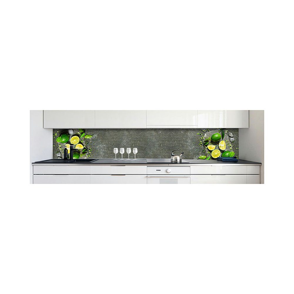 DRUCK-EXPERT Küchenrückwand Küchenrückwand Steinplatte Limonen Premium Hart-PVC 0,4 mm selbstklebend