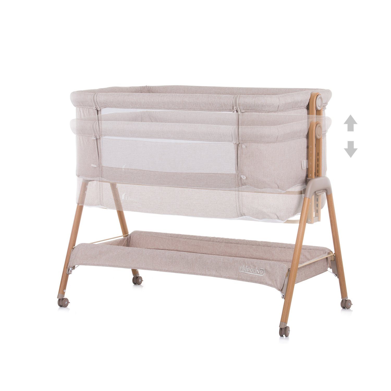 Chipolino Komplettbett Babybett Sweet Dreams Rollen, Beistellbett, Matratze, Anti-Reflux