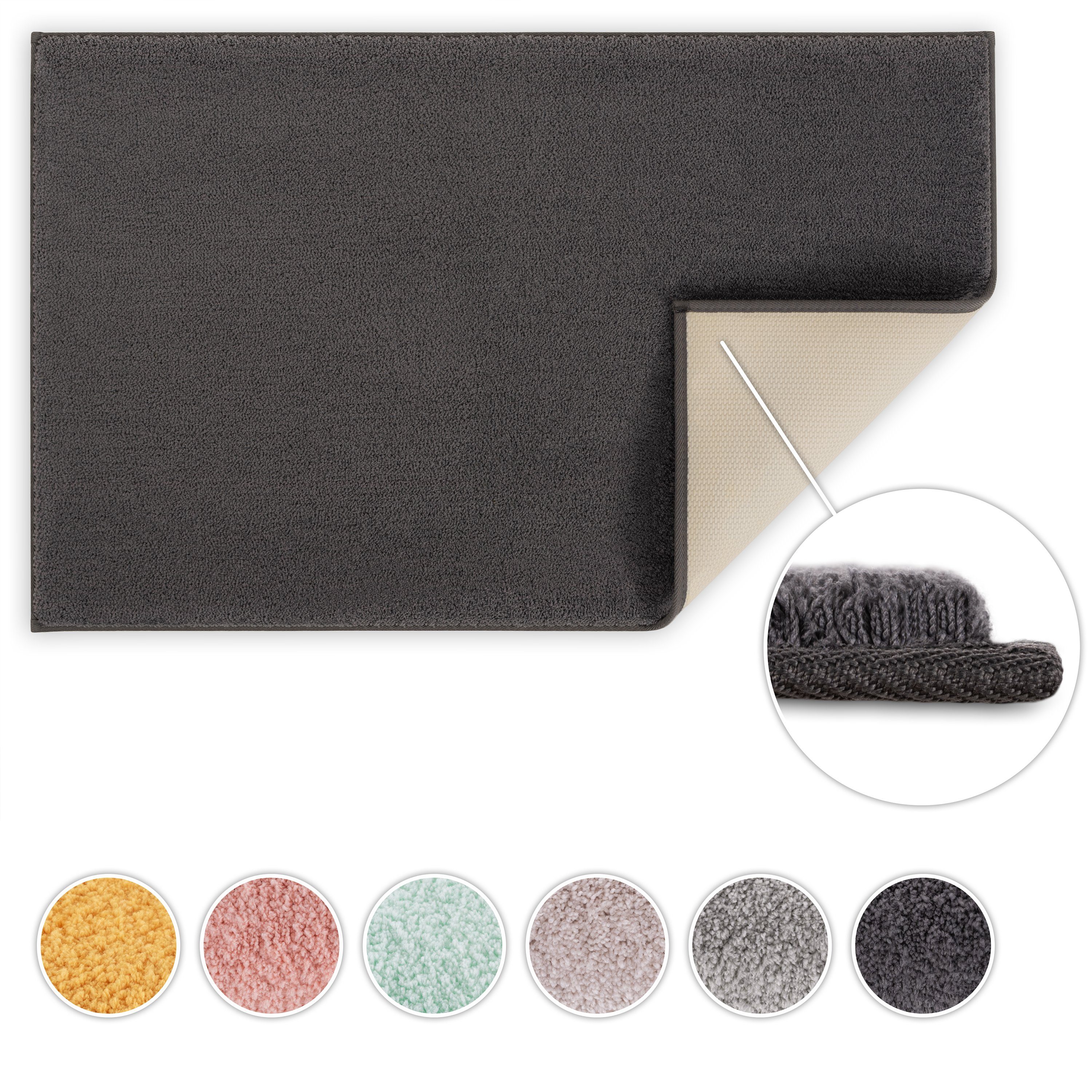 Badematte Badezimmerteppich rutschfest, weiche Badematte Blumtal, rutschsicher, strapazierfähig, waschbar, Polyester, Badvorleger in 50x80 cm - waschbar