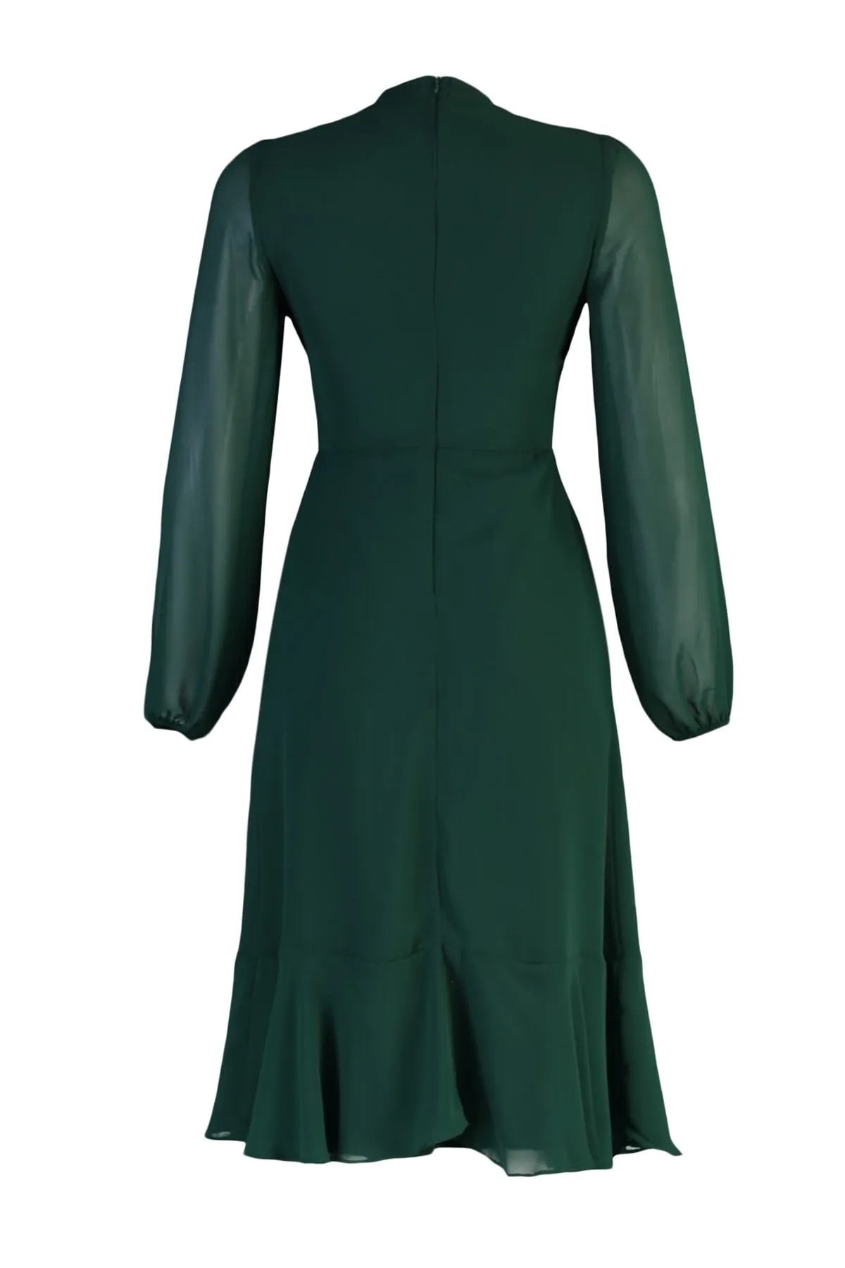 Trendyol Collection  Grünes Midi-Kleid aus Chiffon mit hohem Kragen und Futter TWOAW20EL1313