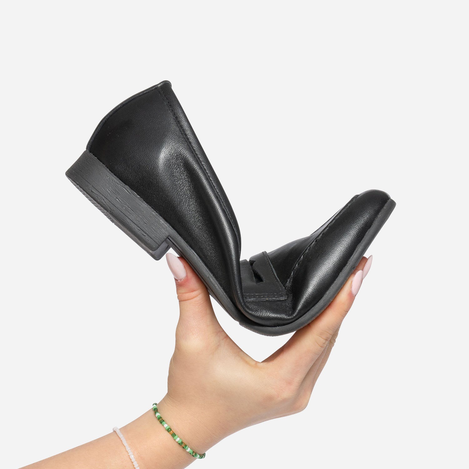 Mocassin noir en cuir