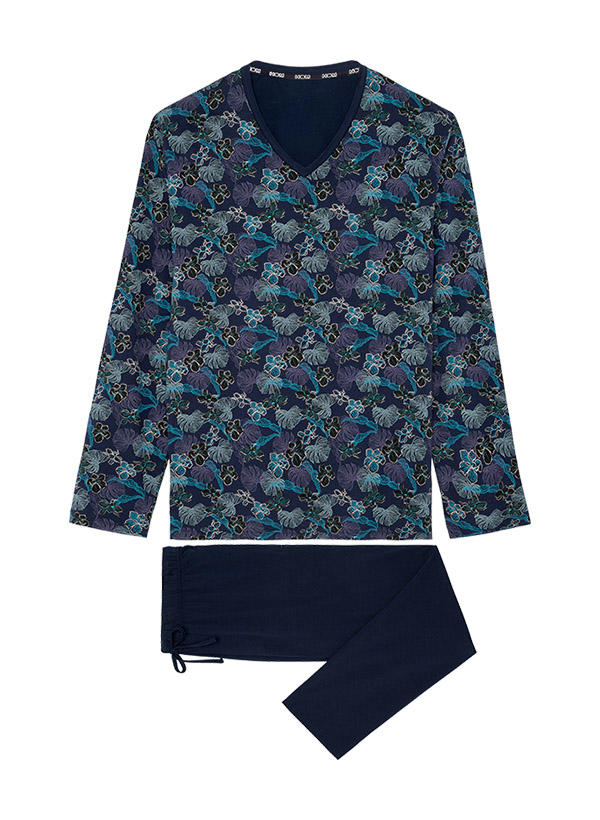 HOM, Pyjama, Baumwoll-Jersey, dunkelblau floral