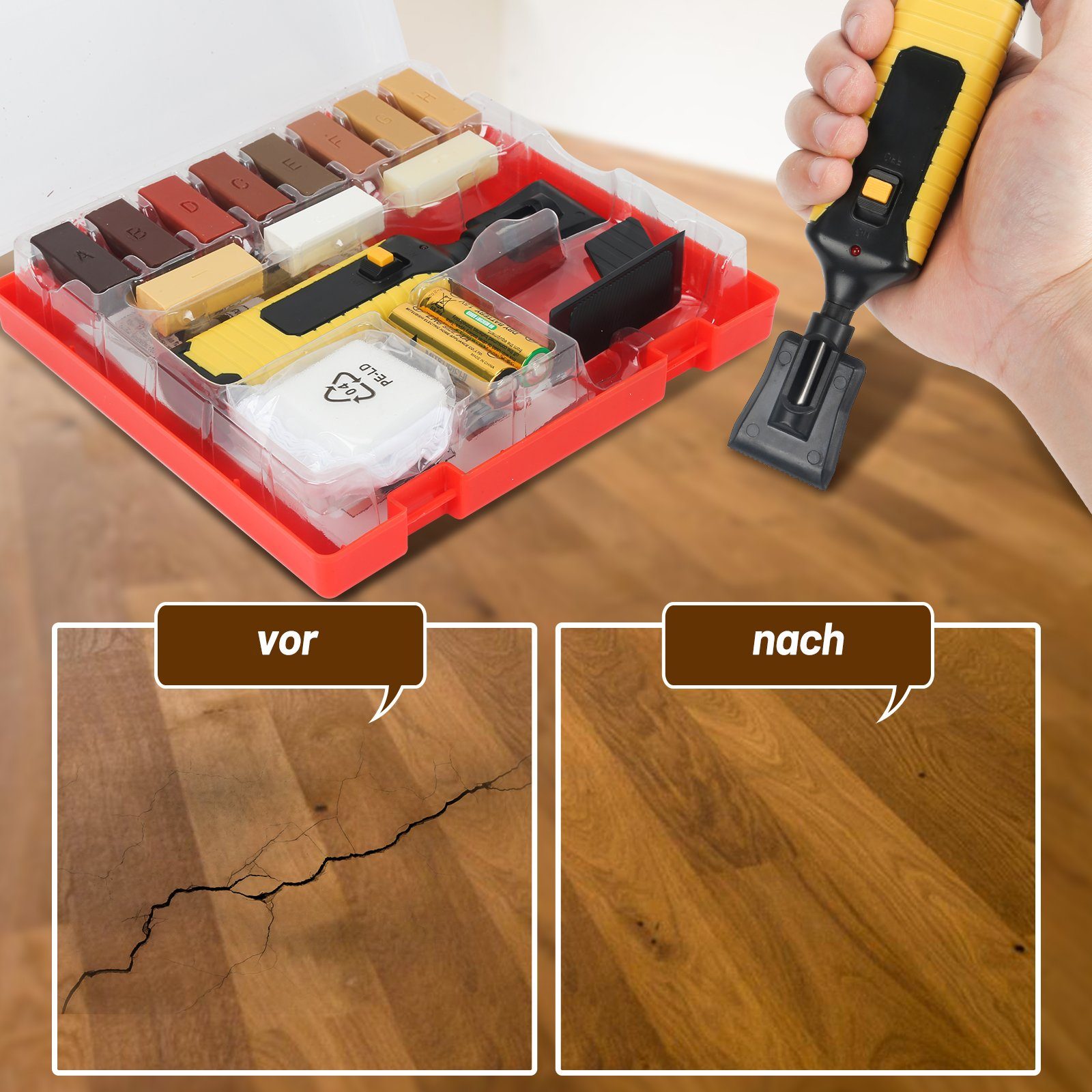 Gimisgu Holz Bodenfliese Holz Reparatur Set WRS Fliesenreparaturset 11.fks, Farbe, Set, für Fliesen Kacheln & Steingut Reparaturset Fliesen
