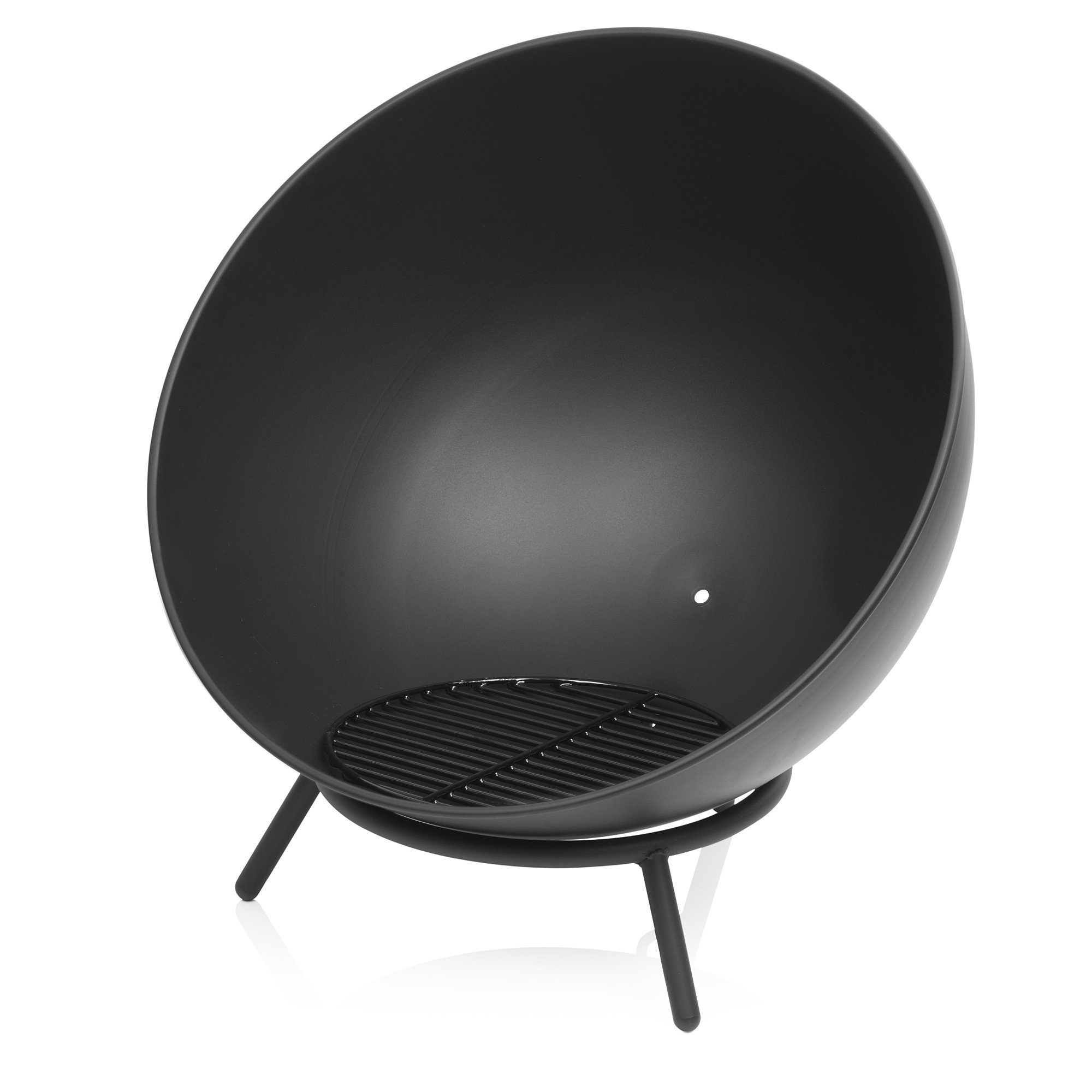 BBQ-Toro Feuerschale Ø 60cm, Schwarz, Kippbare Outdoor Feuerstelle mit drei Beinen, 2in1