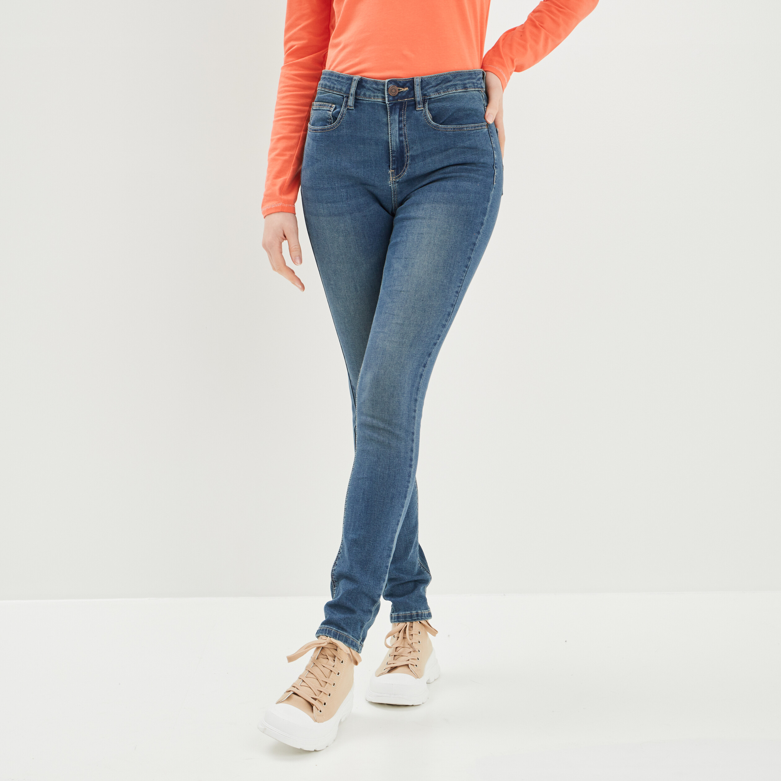 Jeans slim taille standard denim dirty femme | La Halle