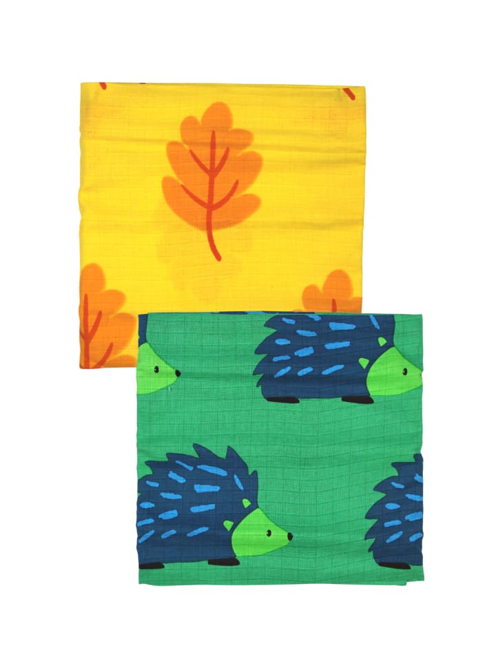 Toby Tiger Mulltücher im Doppelpack mit Herbst Print in grün günstig kaufen 0