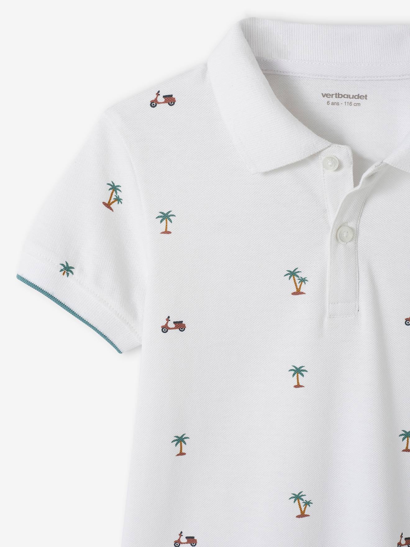 Vertbaudet Jungen Poloshirt, Pikee Oeko-Tex - wollweiß