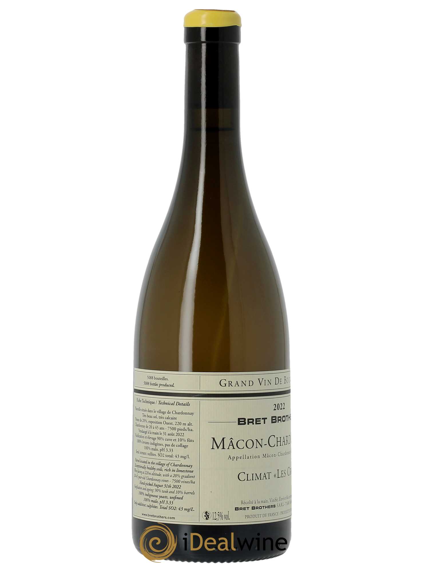 Mâcon-Chardonnay Les Crays Bret Brothers  2022 - Lot de 1 Bouteille