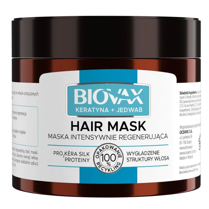 Biovax Intensivt Regenererende Hårmaske Keratin + Silke