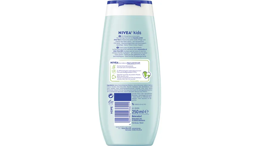 NIVEA kids 3in1 Duschgel Shampoo & Spülung Magischer Apfelduft 250 ml