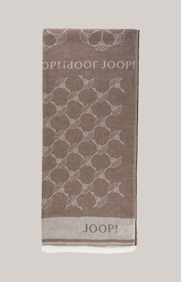 Modal-Baumwoll-Schal in Dunkelbraun/Offwhite