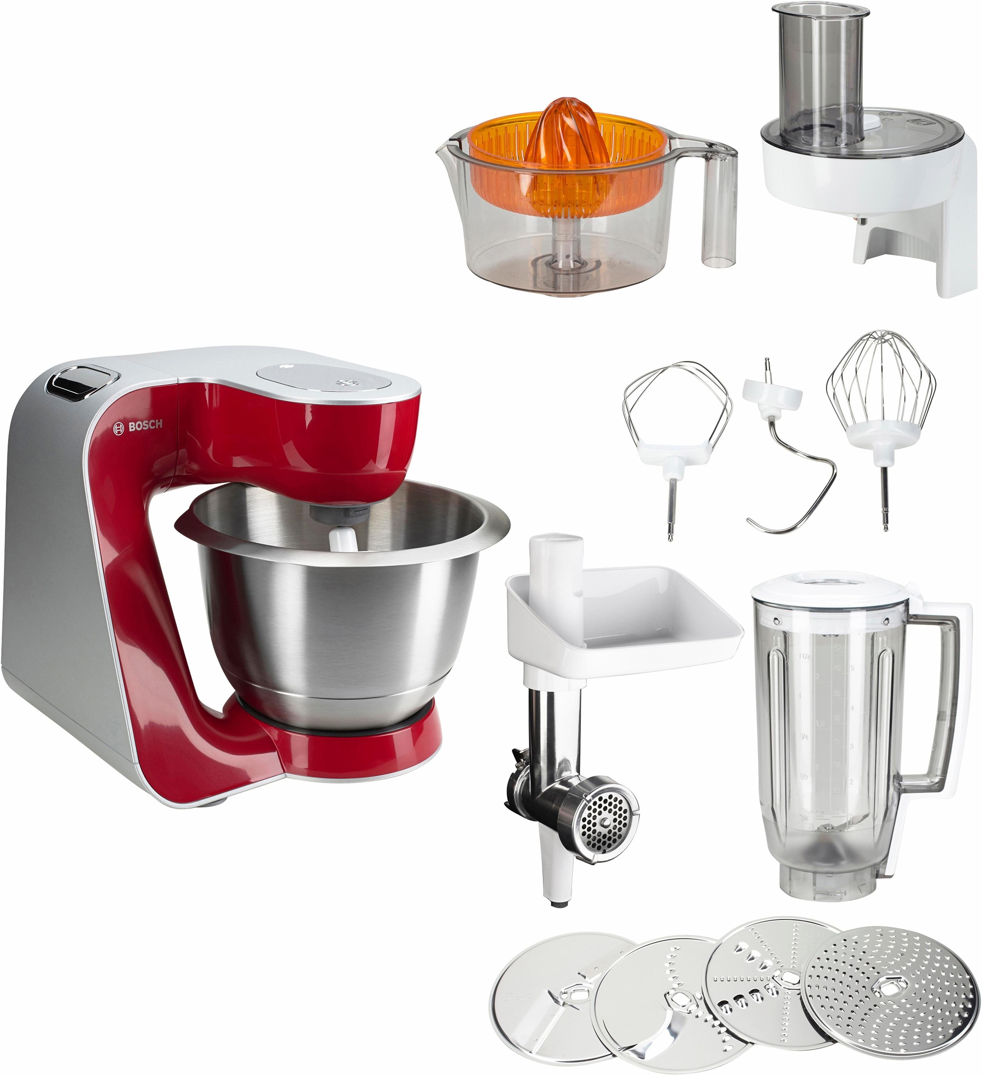 BOSCH Küchenmaschine MUM5 Styline MUM56740, 900 W, 3,9 l-Schüssel, inkl. umfangreichem Zubehör: Wert UVP € ca. 111,-